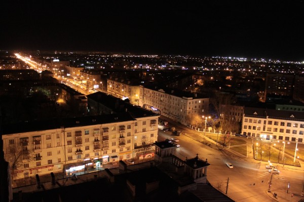 Вид на ночной Нижний Новгород